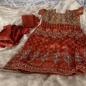 Brown Salwar with blue bead details